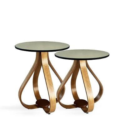 Conjunto Mesa Lateral De Canto Pés Cebola Espelhada Preto
