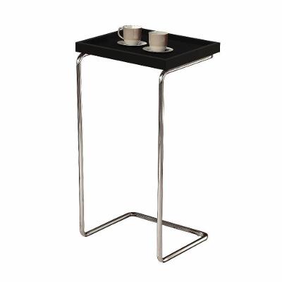 Mesa Apoio Lateral Para Sofá Pé Cromado LarFlex Cor:laca Preto