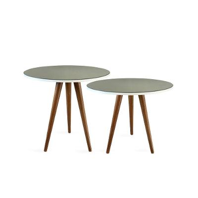 Conjunto Mesa Lateral De Canto Tripé Espelhada Branco