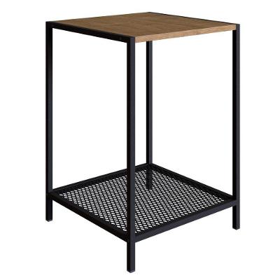 Mesa Lateral 1 Prateleira Estilo Industrial York Vermont/preto