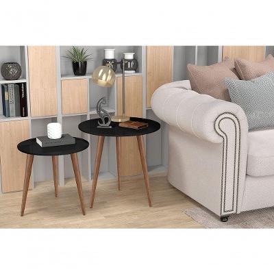Conjunto De Mesas De Apoio E Lateral Tavares Preto