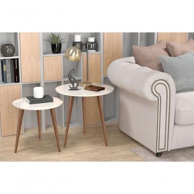 Conjunto De Mesas De Apoio E Lateral Teles Off White