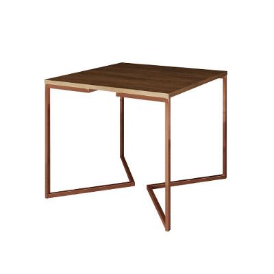 Mesa Jantar Industrial Amêndoa Quadrada 90Cm Base Cobre V
