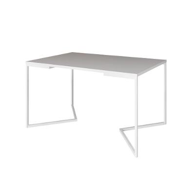 Mesa Jantar Industrial Branca Retangular 137X90Cm Base V Ferro Branco