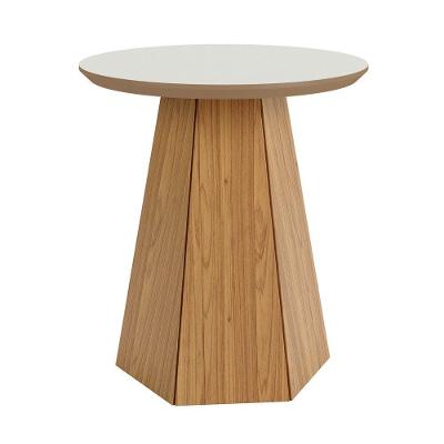 Mesa De Apoio Base Hexagonal West Off White freijó