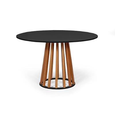 Mesa De Jantar RedondaLugares 90cm Em MdfMadeira Maciça Gabi PretaStraub Web