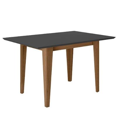 Mesa Para Sala De Jantar 136Cm Retangular Tampo Chanfrado Kate Poliman Carvalho Com Grafite