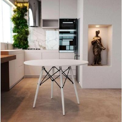Mesa Eiffel Wood Tampo De Madeira 90 Cm Tampo:branco