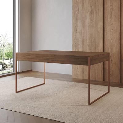 Mesa Industrial De Jantar Amêndoa 137X90Cm Retangular Filadélfia Base Ferro Cobre