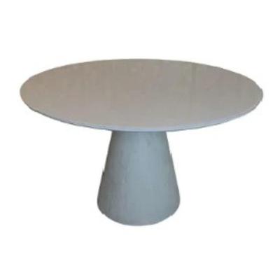 Mesa De Jantar Cone 120 Cm Cimento Queimado + Vidro Cinza Claro