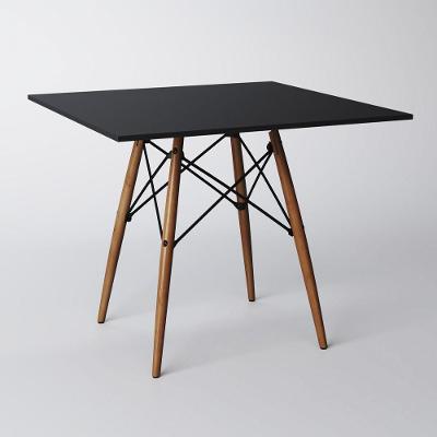 Mesa Eiffel Wood Tampo Quadrado De Madeira 90 Cm Preto Asturias - Cor: Preto