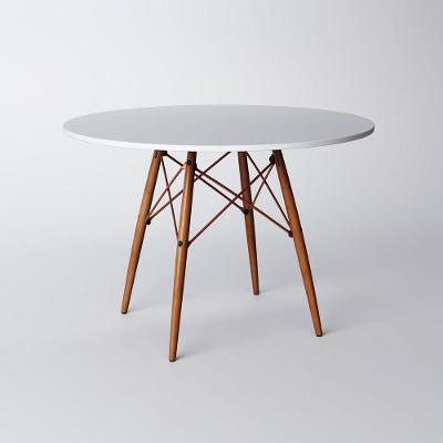 Mesa Eiffel Wood Cobre Tampo De Madeira 90 Cm Branco Asturias - Cor: Marrom