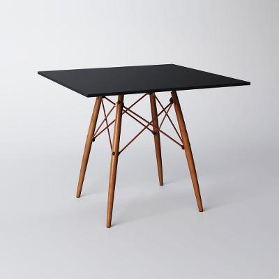 Mesa Eiffel Wood Cobre Tampo De Madeira Quadrada 90 Cm Preto Asturias - Cor: Marrom