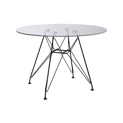 Mesa Ferro Preto Tampo Redondo Vidro 90Cm Cor: Preto