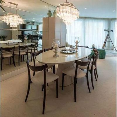 Mesa De Jantar Cone Oval 235x122 Cm Laqueado Branco Cor Branco.
