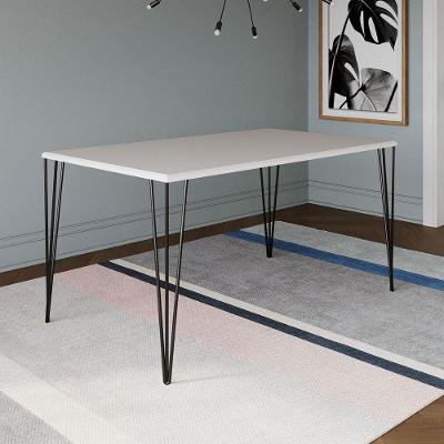 Mesa Elen Tampo Retangular 140 X 80 Cm De Madeira Branco Asturias - Cor: Branco