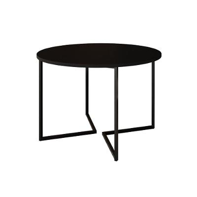 Mesa Jantar Industrial Redonda Preta Base V Ferro Preto Tampo 110Cm Cor: Preto