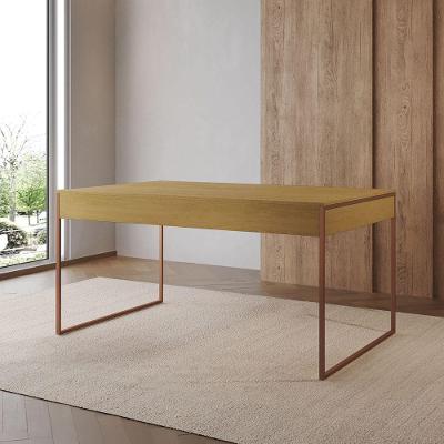 Mesa Industrial De Jantar Canela 137X90Cm Retangular Filadélfia Base Ferro Cobre Cor: Canela
