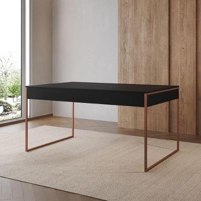 Mesa Industrial De Jantar Preta 137X90Cm Retangular Filadélfia Base Ferro Cobre Cor: Preto