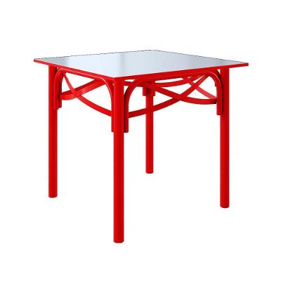 Mesa Katrina Vermelha Quadrada Tampo De Madeira Vermelho