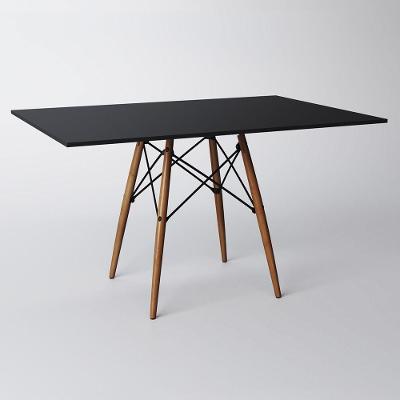 Mesa Eiffel Wood Tampo Retangular De Madeira 120 X 80 Cm Preto