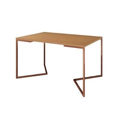 Mesa Jantar Industrial Retangular 137X90Cm Canela Base Cobre V Cor: Canela