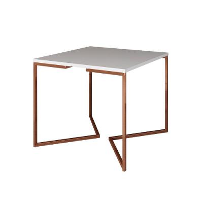 Mesa Jantar Industrial Branca Quadrada 90Cm Base Cobre V Cor: Branco
