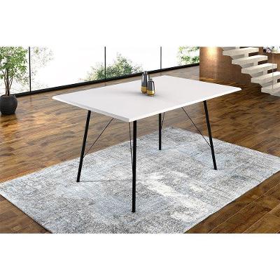 Mesa Sala De Jantar Preto 120X75Cm Tampo Branco Branco
