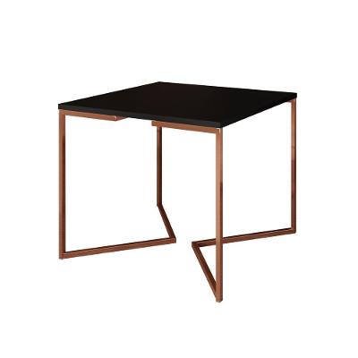 Mesa Jantar Industrial Preta Quadrada 90Cm Base Cobre V Cor: Preto