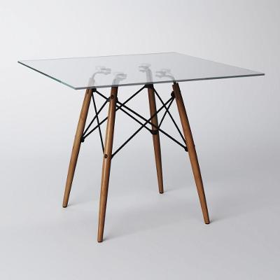 Mesa Eiffel Wood Tampo De Vidro Quadrado 110 Cm New Green - Branco