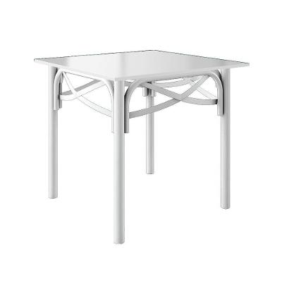 Mesa Katrina Branca Quadrada Tampo De Madeira 90Cm Branco