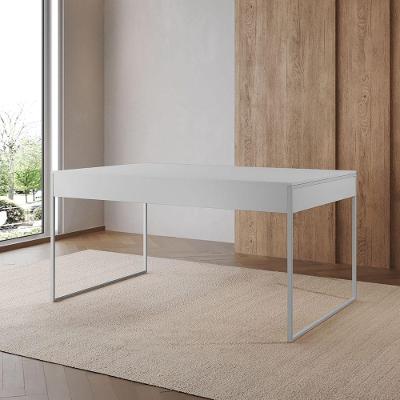 Mesa Jantar Industrial Retangular Branca 137X90Cm Base Ferro Branco Cor: Branco