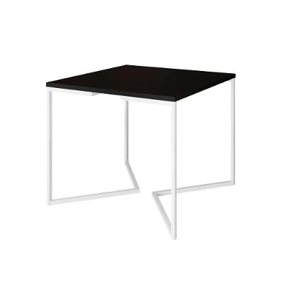 Mesa Jantar Industrial Quadrada Preta 90Cm Base V Ferro Branco Cor: Preto