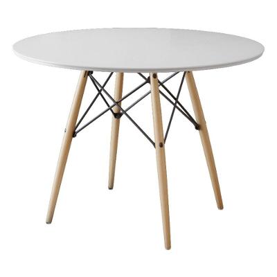 Mesa Eiffel Redondo Tampo De Madeira 90 Cm Branco - Branco