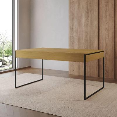 Mesa Jantar Industrial Retangular Canela 137X90Cm Base Ferro Preto Cor: Canela