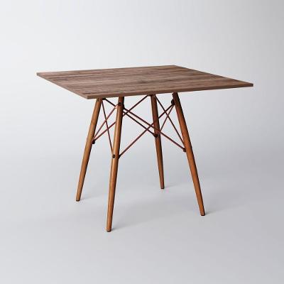 Mesa Eiffel Wood Cobre Tampo De Madeira Quadrada 90 Cm Amêndoa Asturias - Cor: Marrom