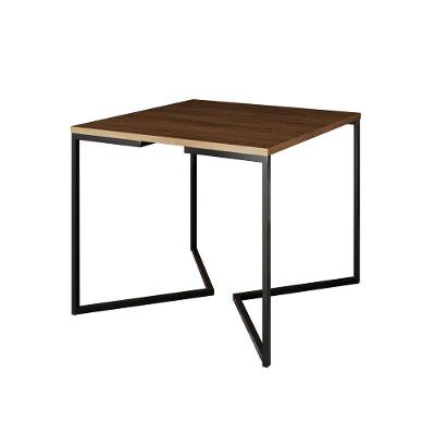 Mesa Jantar Industrial Quadrada Amêndoa 90Cm Base V Ferro Preto Cor: Amendoa