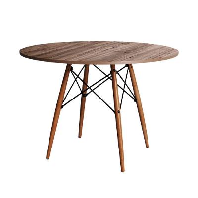 Mesa Eames Eiffel Redondo Tampo De Madeira 90cm Amêndoa - Cor: Marrom