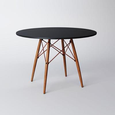 Mesa Eiffel Wood Cobre Tampo De Madeira 90 Cm Preto Asturias - Cor: Marrom