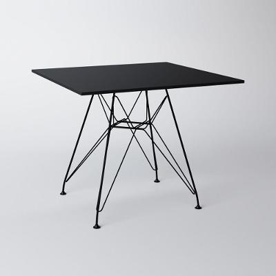 Mesa Eiffel Quadrada 90Cm Tampo De Madeira Preto Com Base De Ferro Preto Cor: Preto
