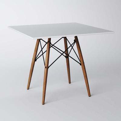 Mesa Eiffel Wood Tampo Quadrado De Madeira 90 Cm Branco Asturias - Cor: Branco