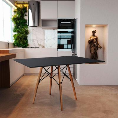 Mesa Eiffel Retangular Preta 120X75Cm Base Madeira Preto