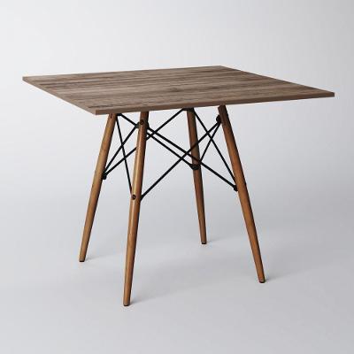 Mesa Eiffel Wood Tampo Quadrado De Madeira 90 Cm Amêndoa New Green - Marrom