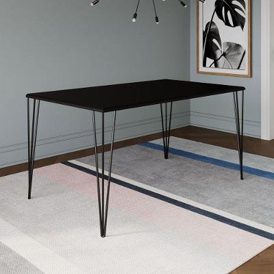 Mesa Elen Tampo Retangular 140 X 80 Cm De Madeira Preto Asturias - Cor: Preto