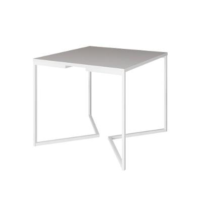 Mesa Jantar Industrial Quadrada Branca 90Cm Base V Ferro Branco Cor: Branco