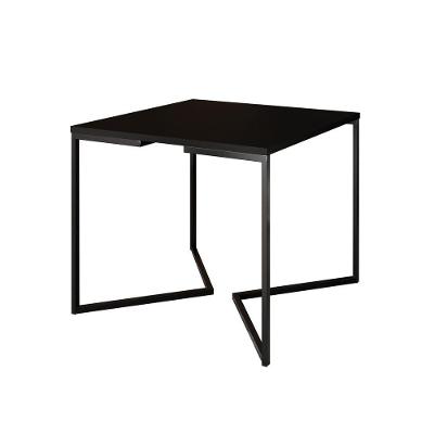 Mesa Jantar Industrial Quadrada Preta 90Cm Base V Ferro Preto Cor: Preto