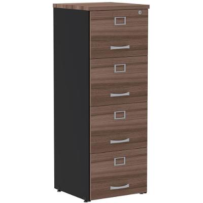 Armário De Arquivo Oficio Pe25 Pandin 45,70 Cm (Largura) Em Mdp Walnut E Preto 4 Gavetas