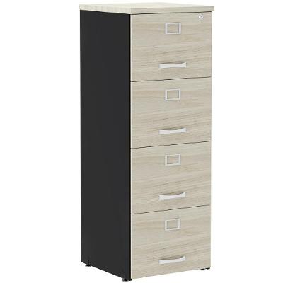 Armário De Arquivo Oficio Pe25 Pandin 45,70 Cm Em Mdp Nogueira Casablanca E Preto 4 Gavetas