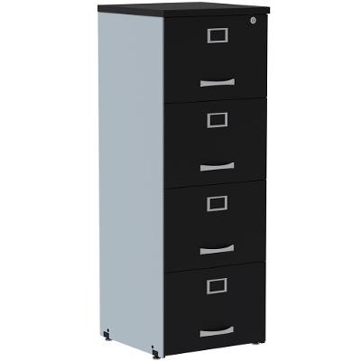 Armário De Arquivo Oficio Pe25 Pandin 45,70 Cm (Largura) Em Mdp Liso Cinza E Preto 4 Gavetas