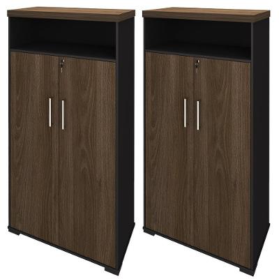 Kit 2 Armários 2 Portas E Nicho 173Cm A2 Charuto Preto